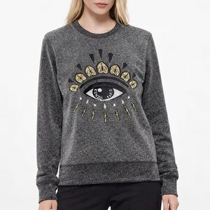 Kenzo Eye Embroidered Sweatshirt Metallic Grey Silver Kenzo Paris Fits Medium